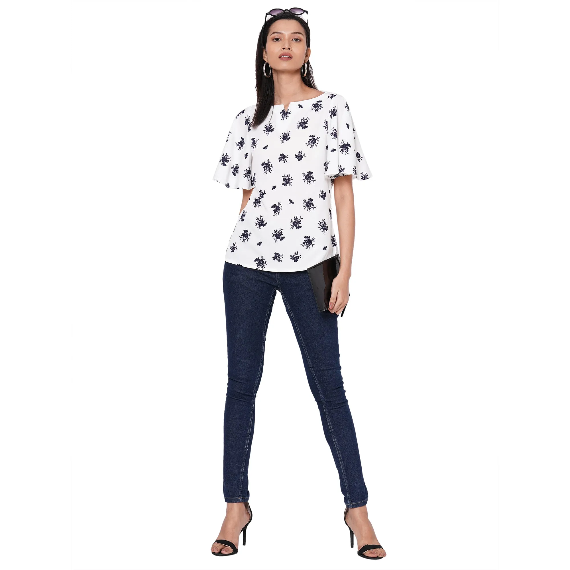 109F White Printed Top