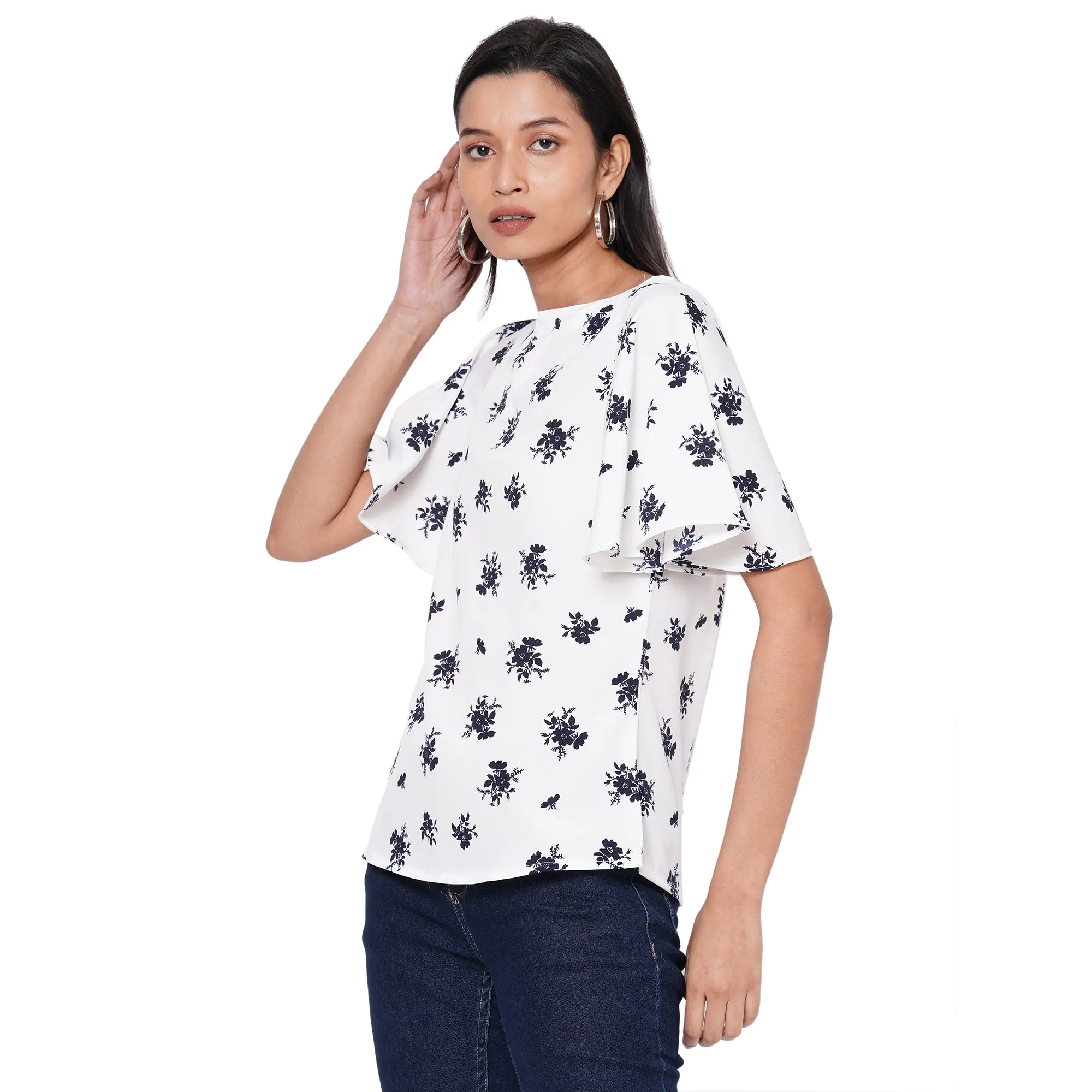109F White Printed Top