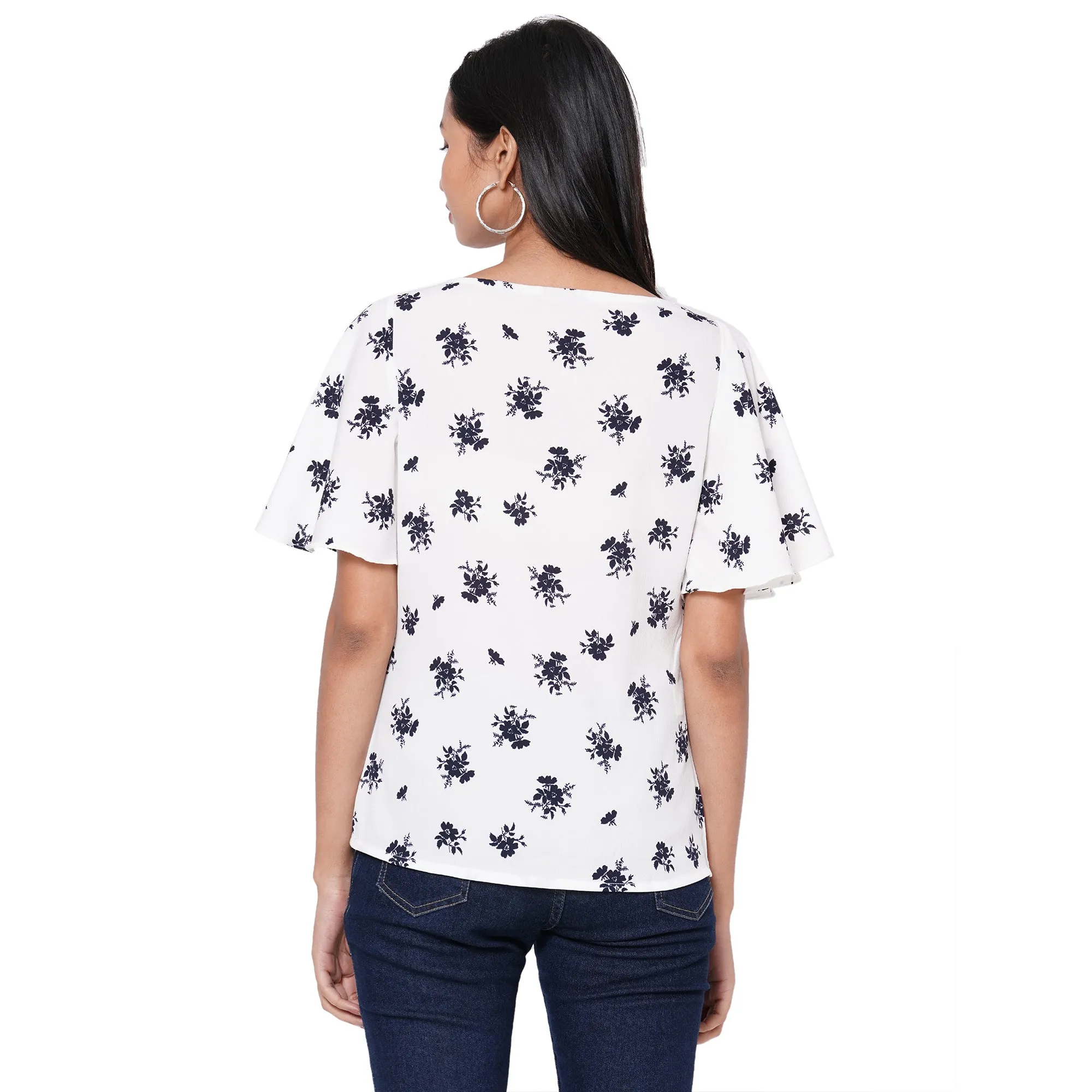 109F White Printed Top