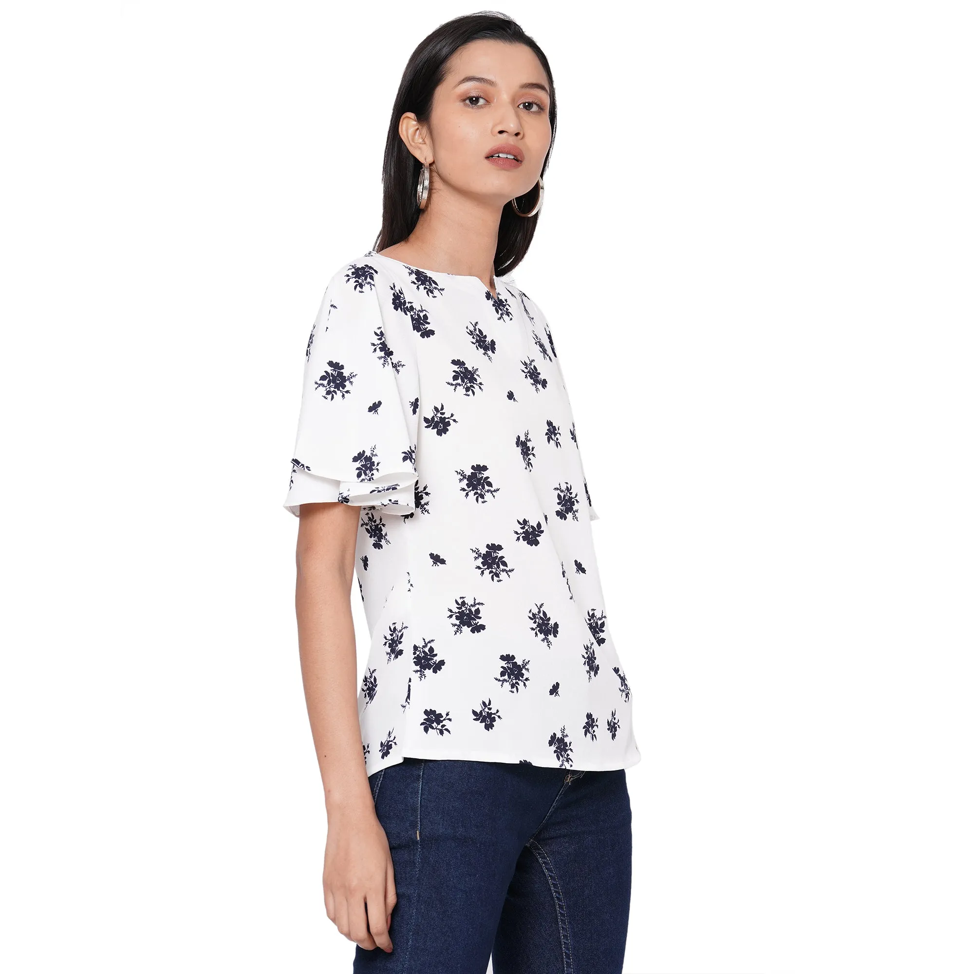 109F White Printed Top
