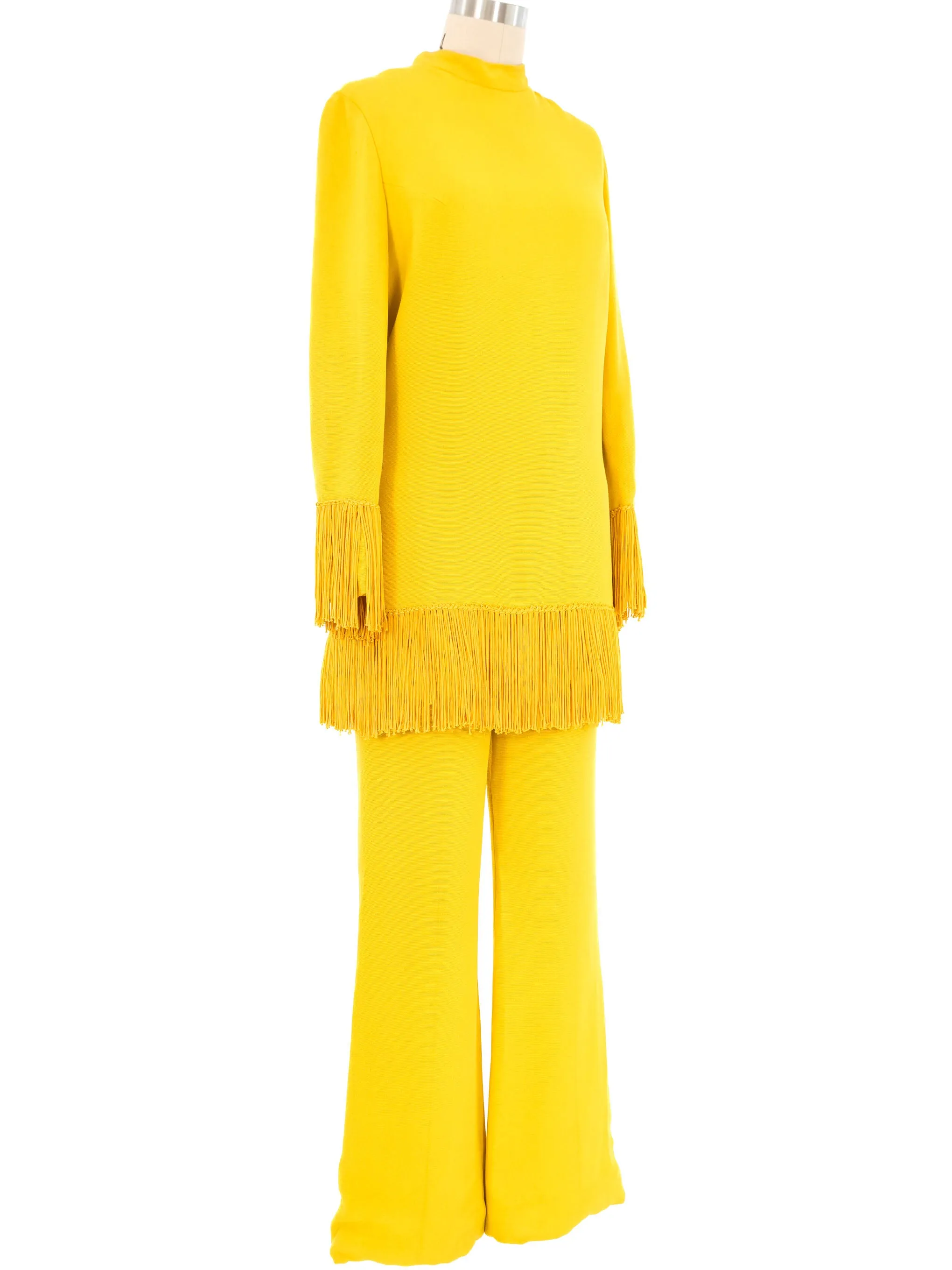 1960s Yellow Fringed Tunic Ensemble