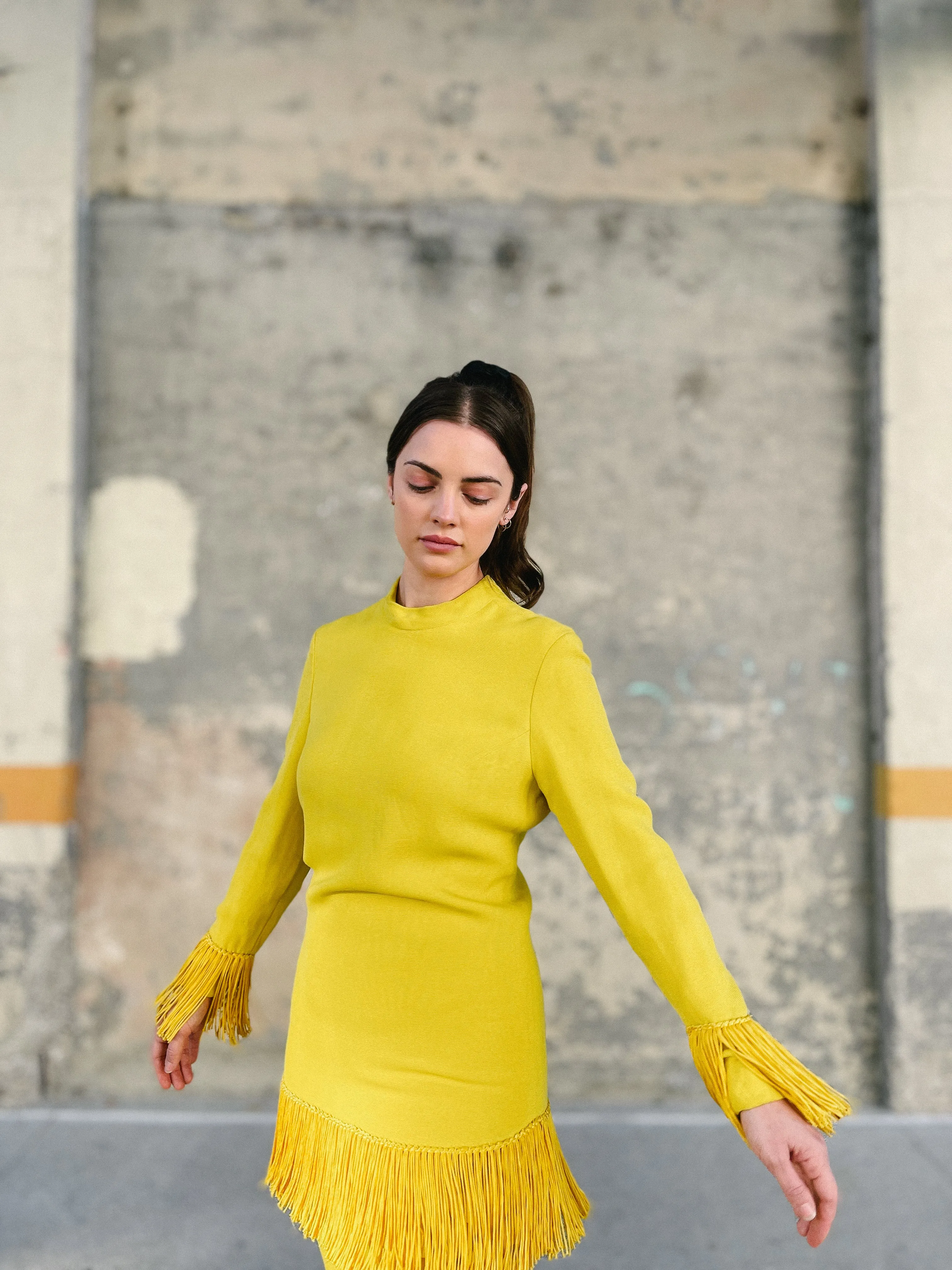 1960s Yellow Fringed Tunic Ensemble
