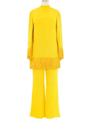 1960s Yellow Fringed Tunic Ensemble