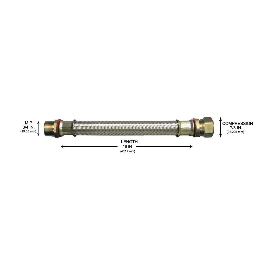 3/4 in. MIP x 7/8 in. Compression x 18 in. Stainless Steel Water Heater Supply Line