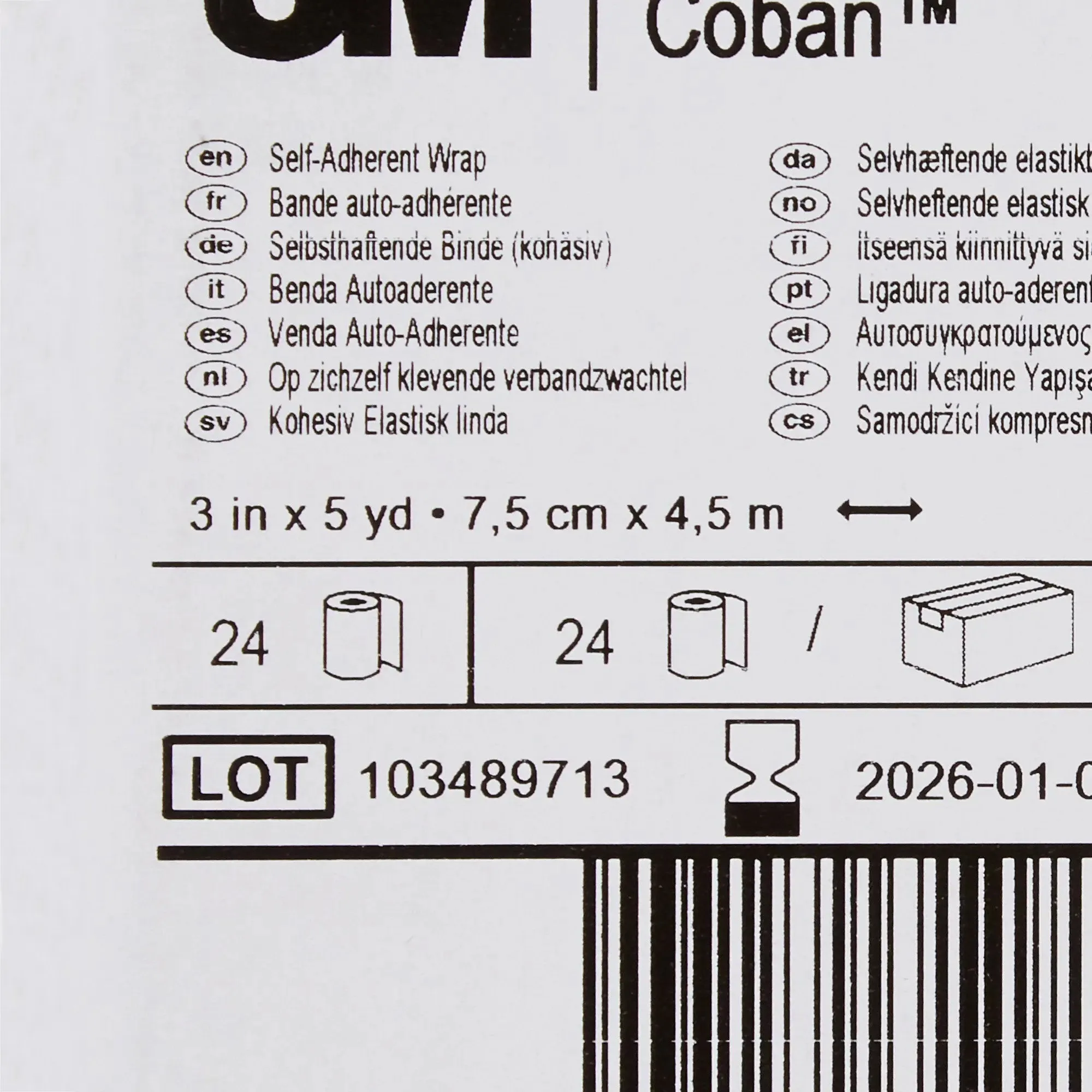 3M™ Coban™ Self-adherent Closure Cohesive Bandage, 3 Inch x 5 Yard, Tan