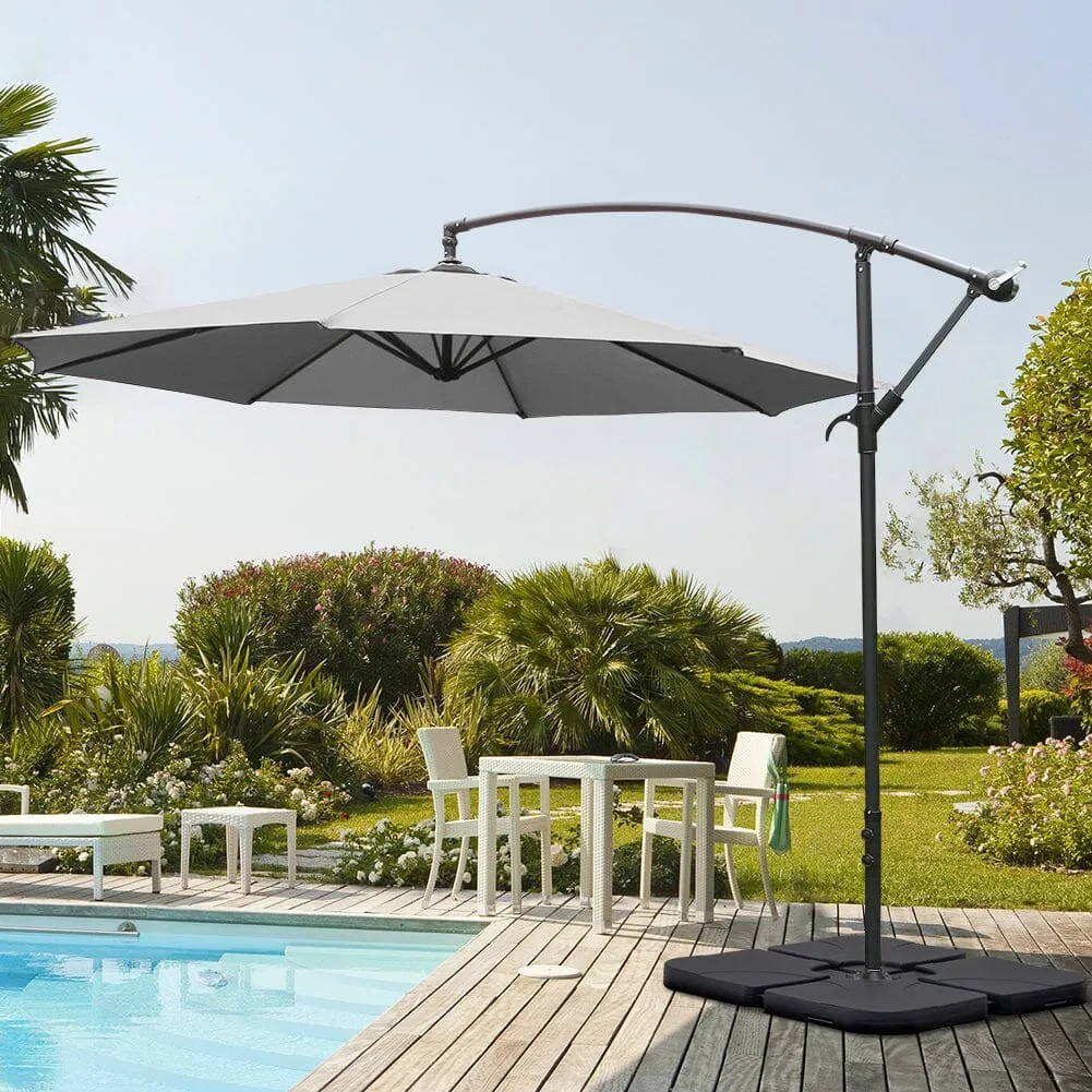 3M Light Grey Sun Parasol Hanging Banana Umbrella Outdoor Sun Shade