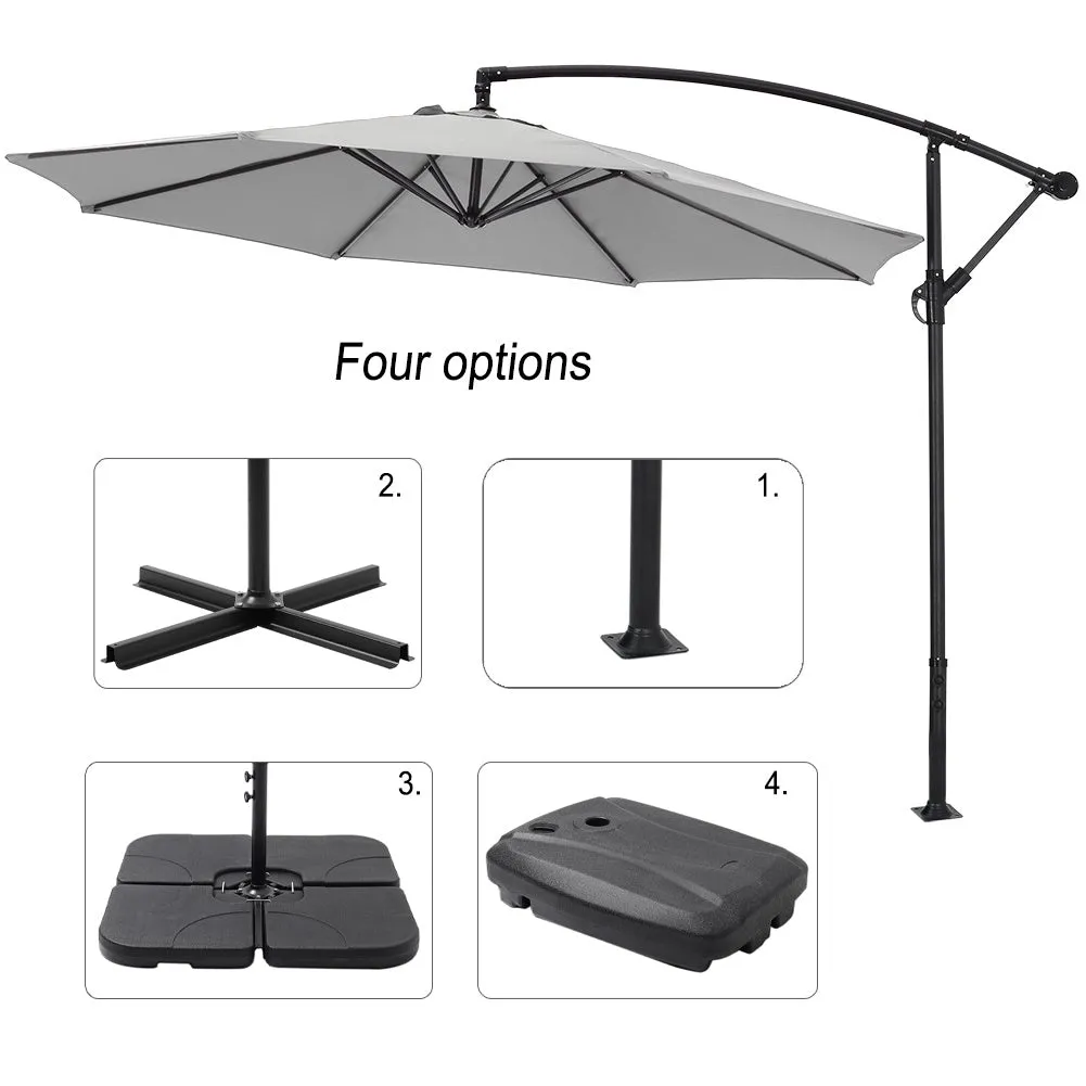3M Light Grey Sun Parasol Hanging Banana Umbrella Outdoor Sun Shade