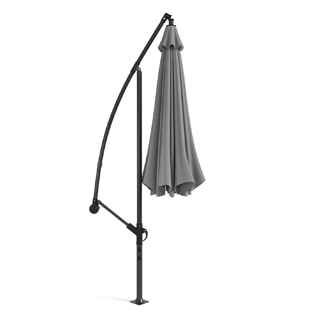 3M Light Grey Sun Parasol Hanging Banana Umbrella Outdoor Sun Shade