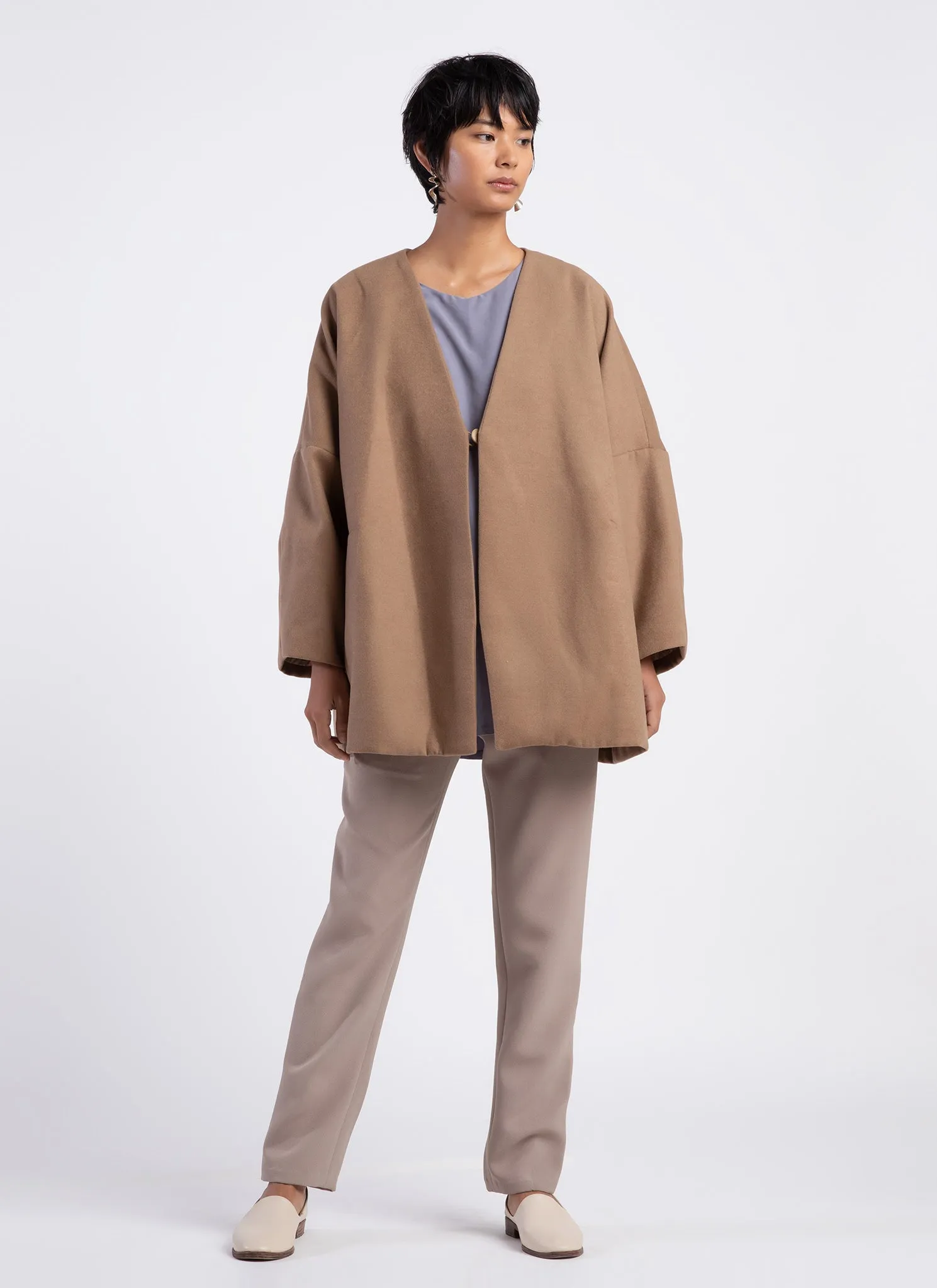 Alpinia Overlap Side Tunic Top - Lilac