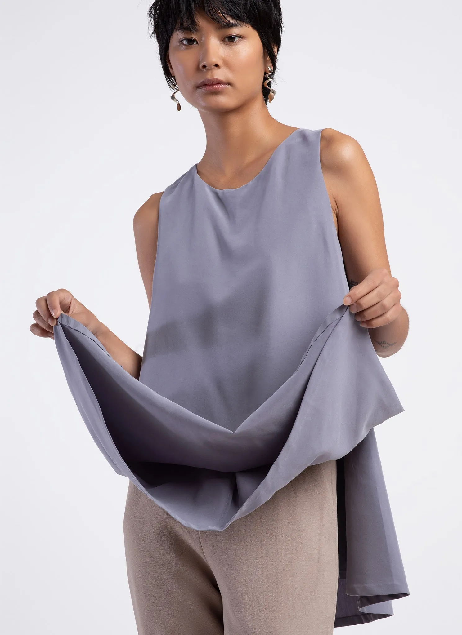 Alpinia Overlap Side Tunic Top - Lilac