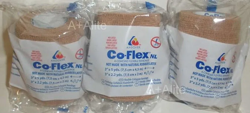 Andover Coflex Non-Woven Cohesive Bandages Wrap Selfadherent 3X5Ydtan 24Rl/Cs