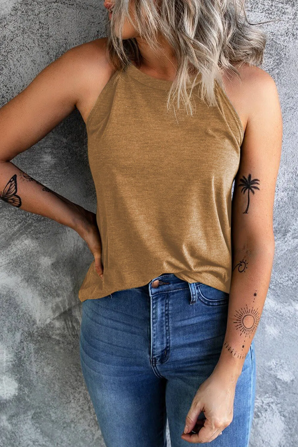 *App Exclusive* Curved Hem Grecian Tank Top