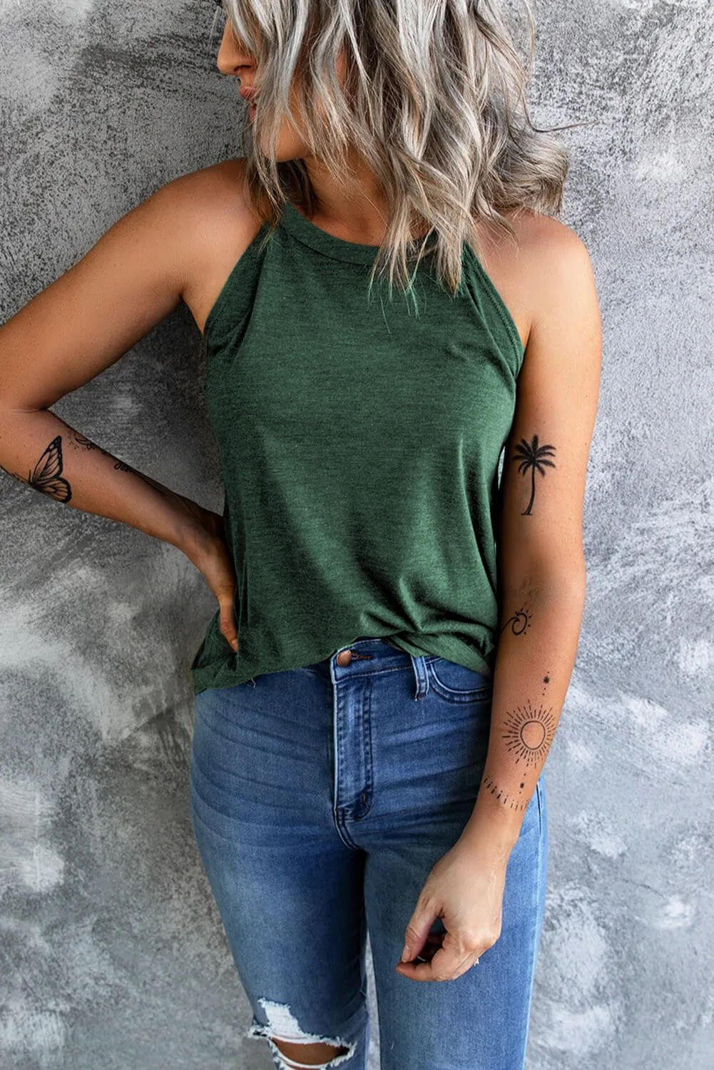 *App Exclusive* Curved Hem Grecian Tank Top