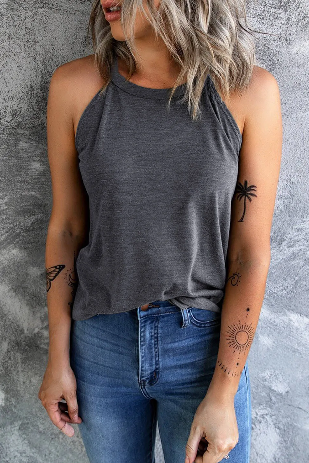 *App Exclusive* Curved Hem Grecian Tank Top