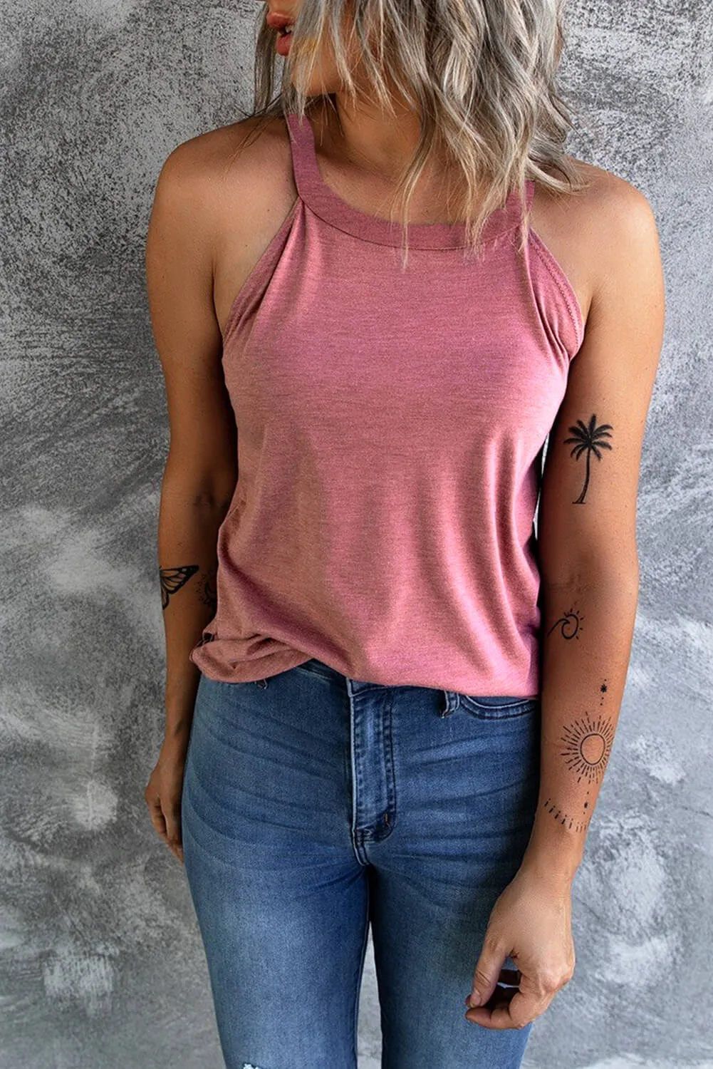 *App Exclusive* Curved Hem Grecian Tank Top