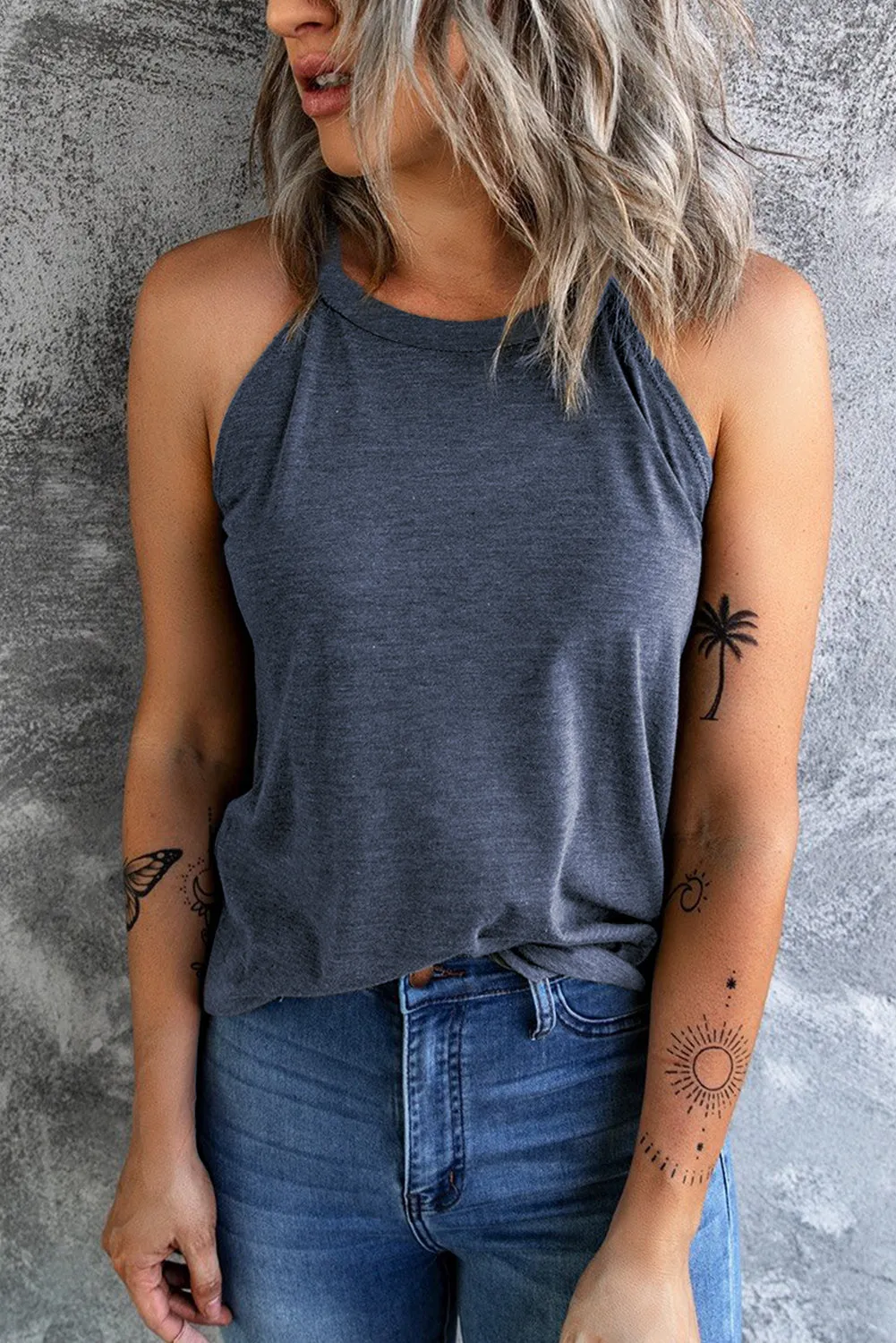 *App Exclusive* Curved Hem Grecian Tank Top