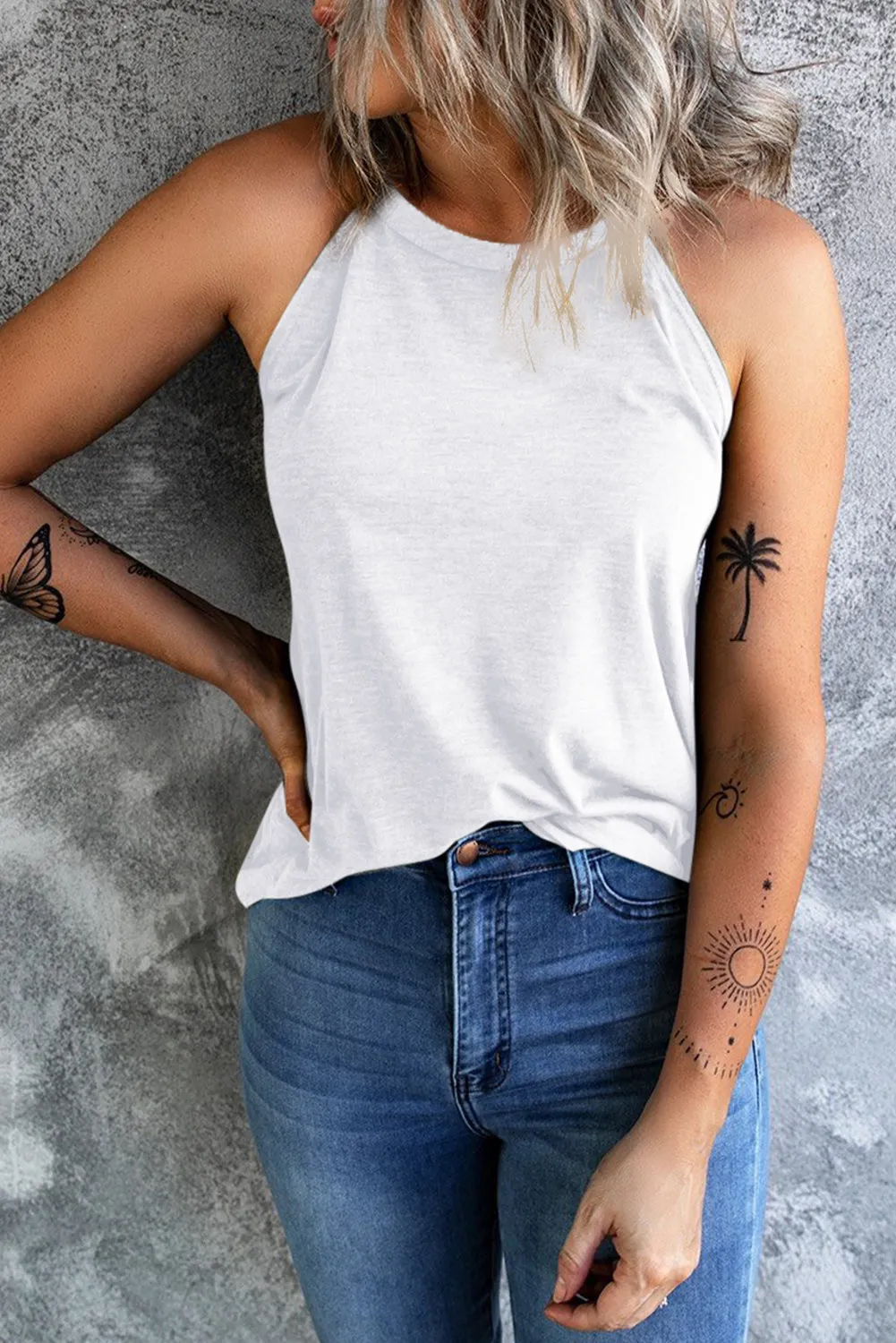 *App Exclusive* Curved Hem Grecian Tank Top