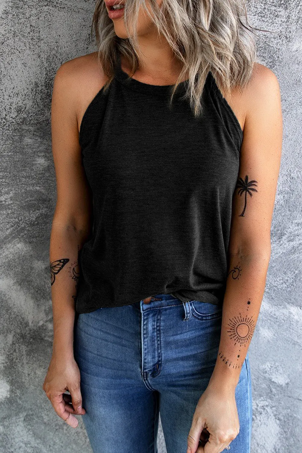 *App Exclusive* Curved Hem Grecian Tank Top