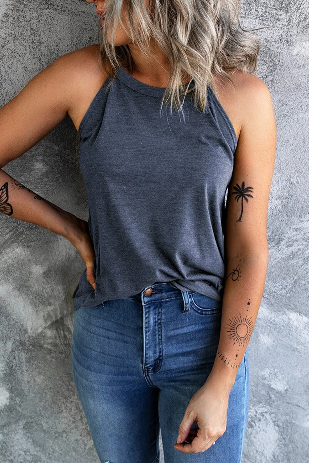 *App Exclusive* Curved Hem Grecian Tank Top