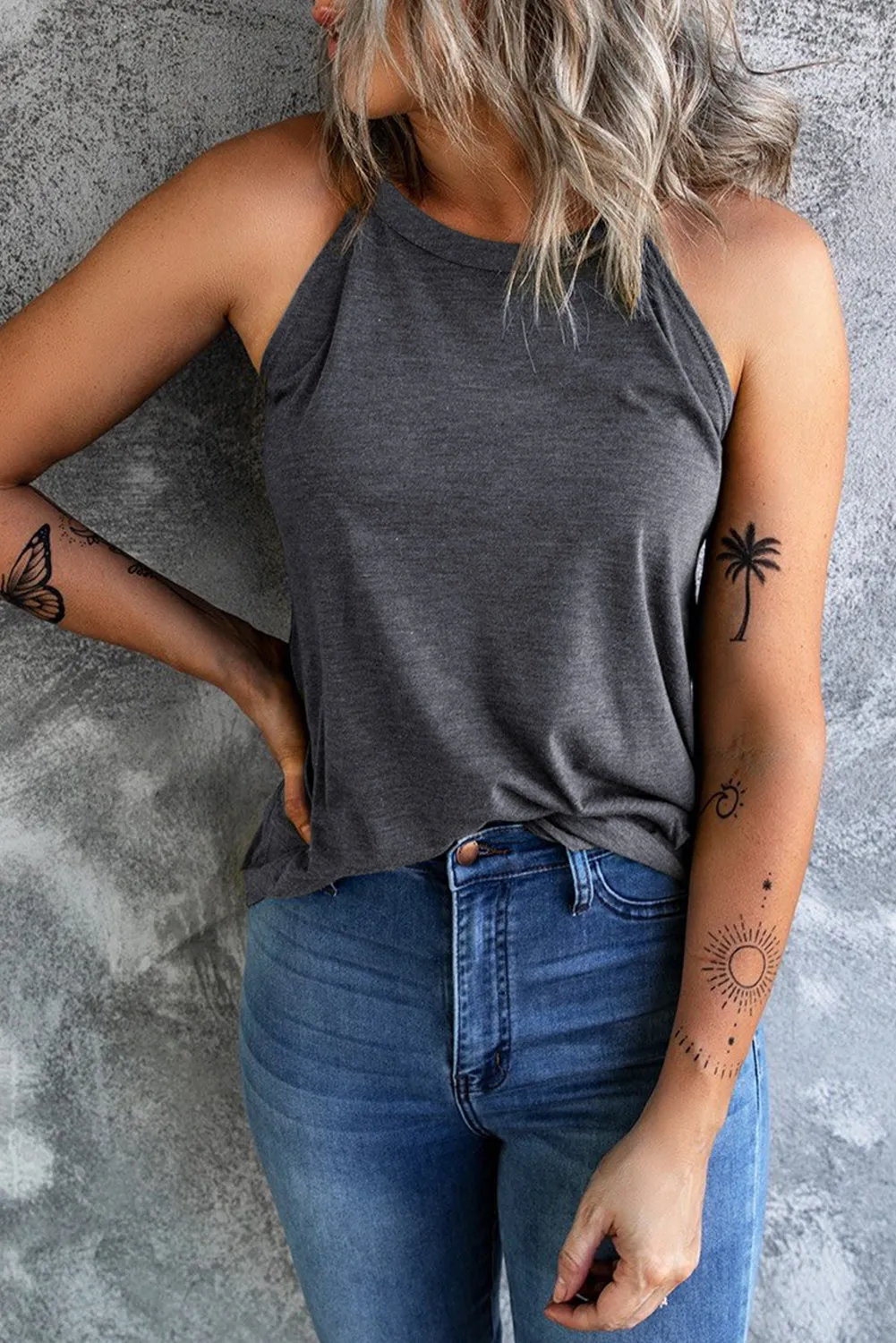 *App Exclusive* Curved Hem Grecian Tank Top