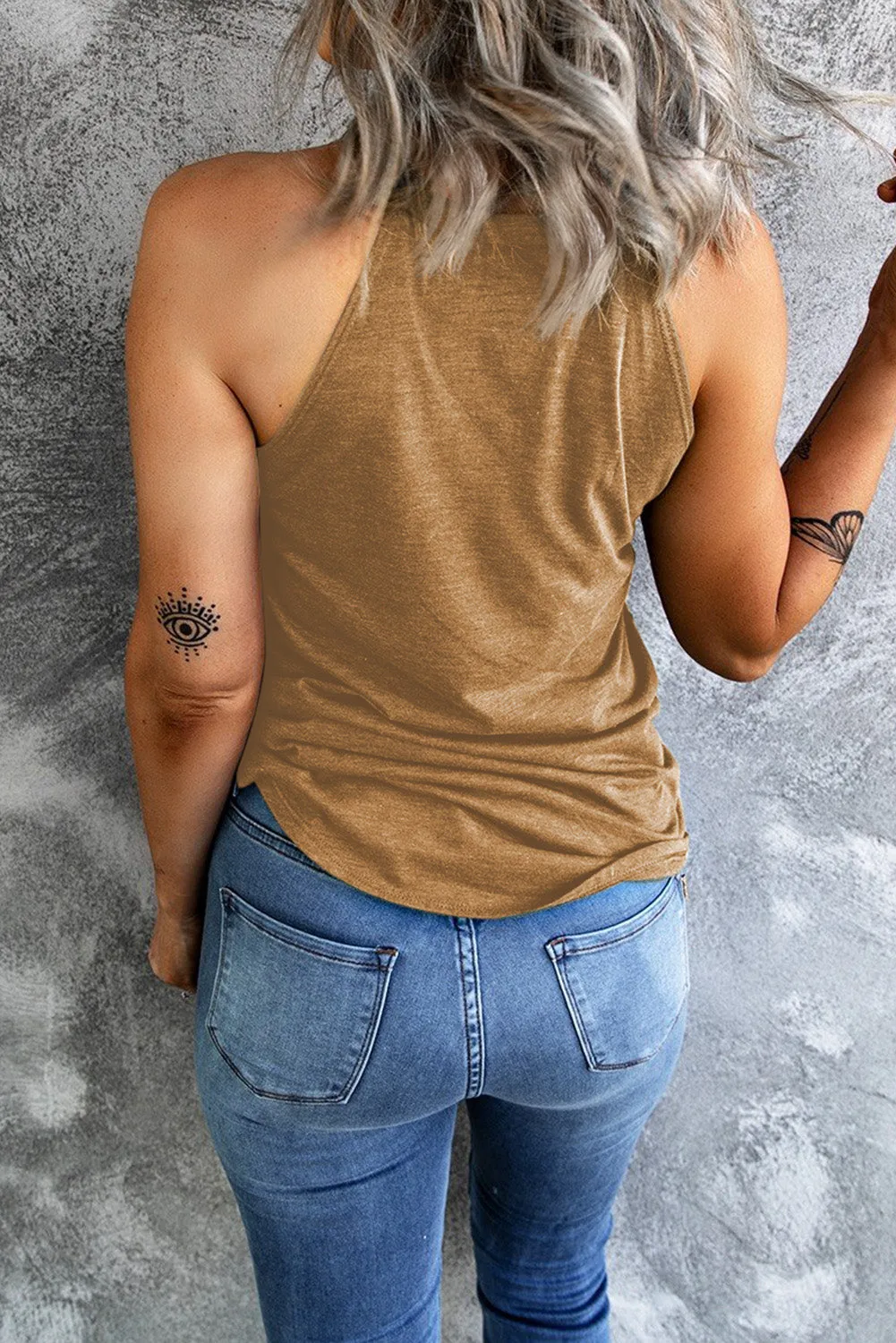 *App Exclusive* Curved Hem Grecian Tank Top
