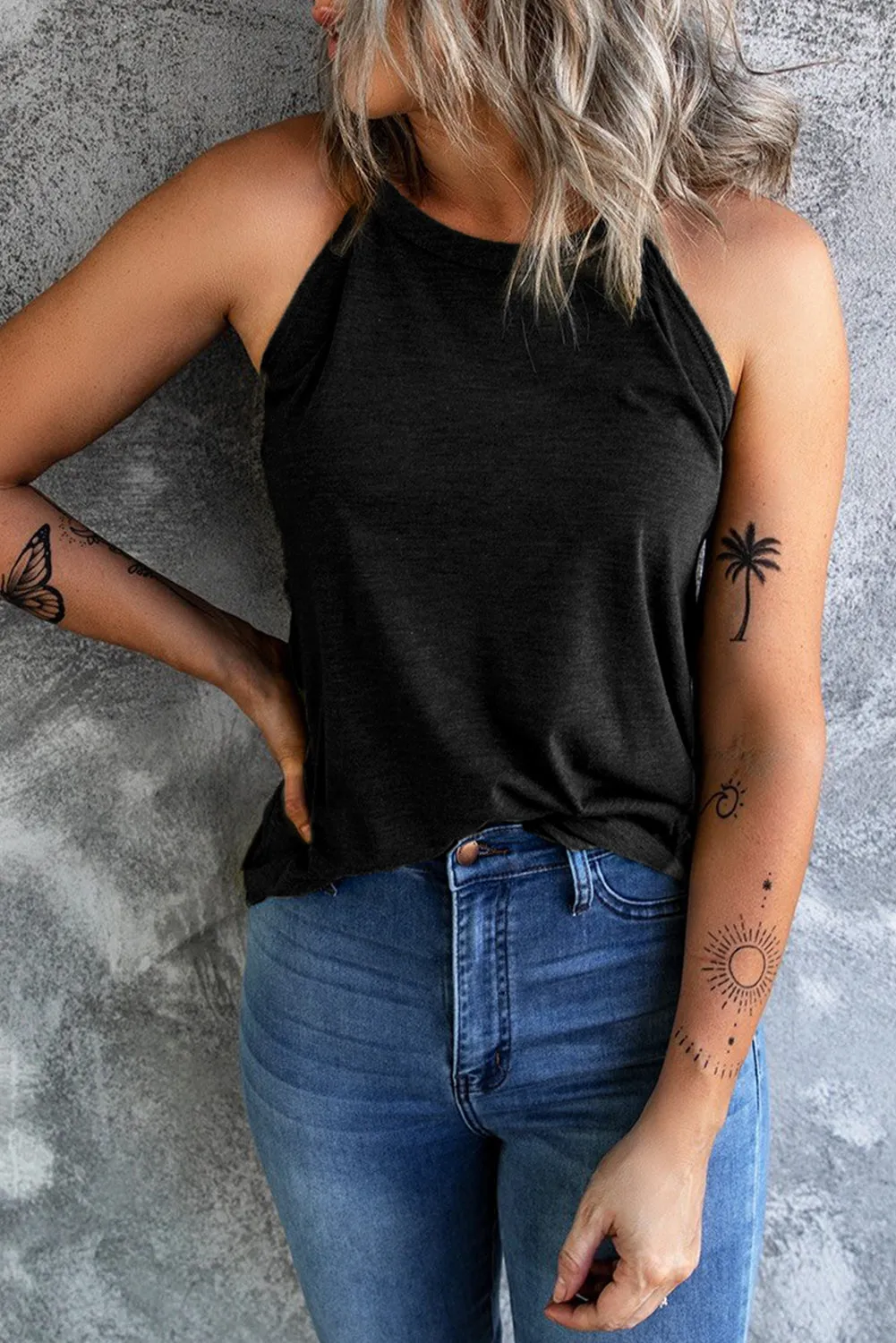 *App Exclusive* Curved Hem Grecian Tank Top