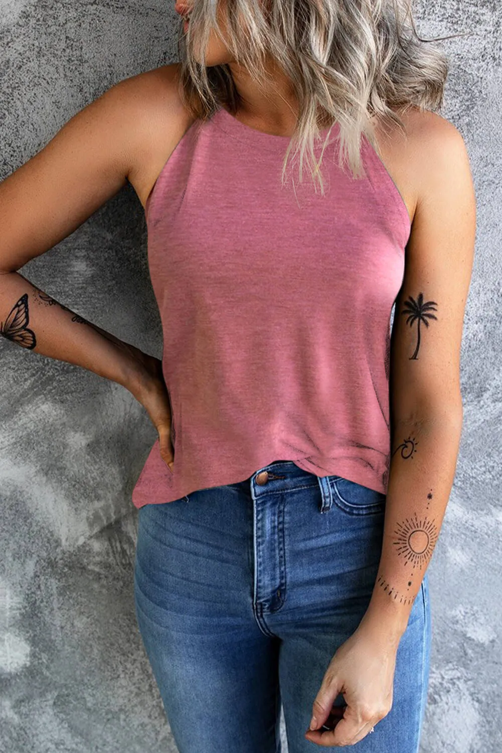 *App Exclusive* Curved Hem Grecian Tank Top