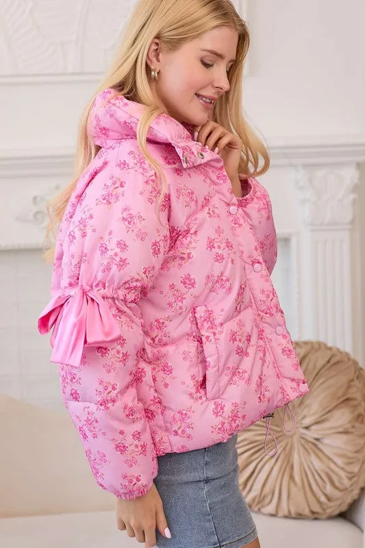 Apparel- Main Strip Floral Puffer Jacket