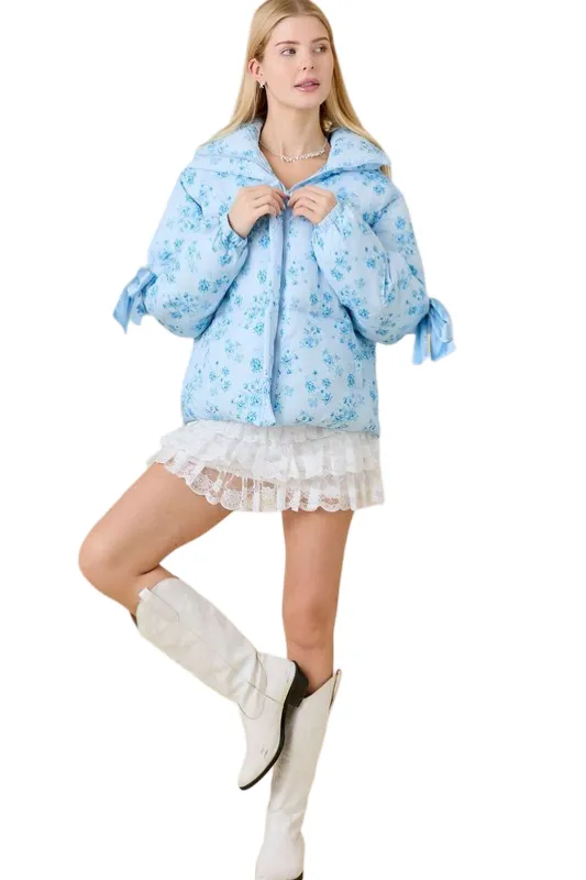 Apparel- Main Strip Floral Puffer Jacket