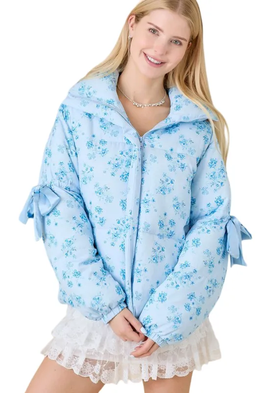 Apparel- Main Strip Floral Puffer Jacket