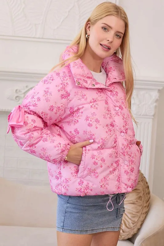 Apparel- Main Strip Floral Puffer Jacket