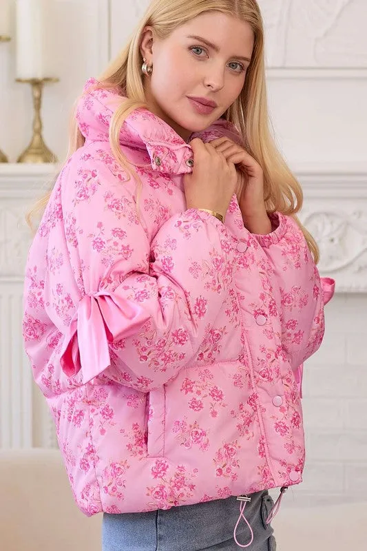 Apparel- Main Strip Floral Puffer Jacket