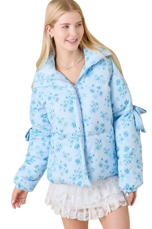 Apparel- Main Strip Floral Puffer Jacket