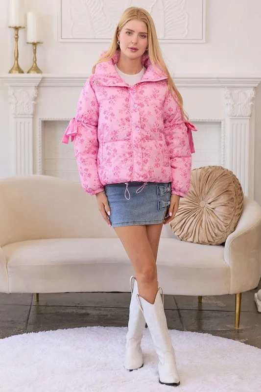 Apparel- Main Strip Floral Puffer Jacket
