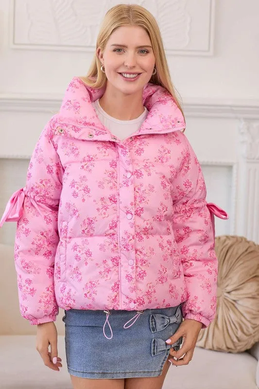 Apparel- Main Strip Floral Puffer Jacket