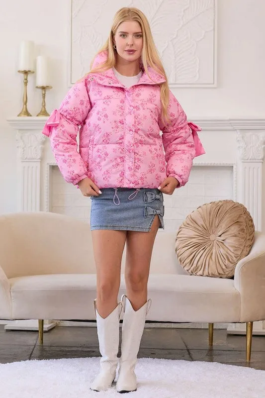 Apparel- Main Strip Floral Puffer Jacket
