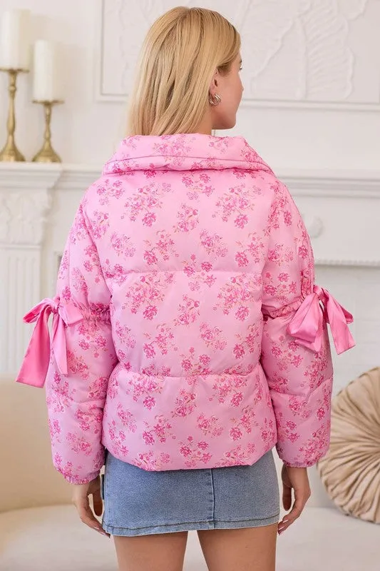 Apparel- Main Strip Floral Puffer Jacket