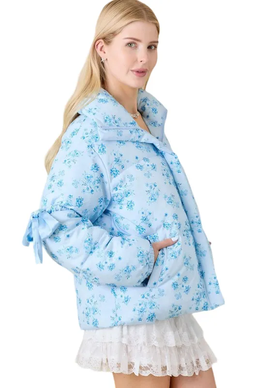 Apparel- Main Strip Floral Puffer Jacket