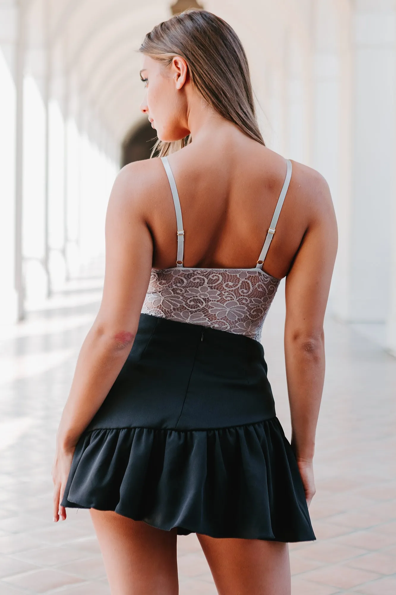 Art Of Seduction Lace-Up Bodysuit (Silver)