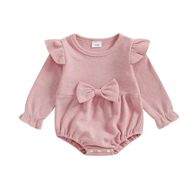 ASTRID Bowtie Waffle Knit Romper