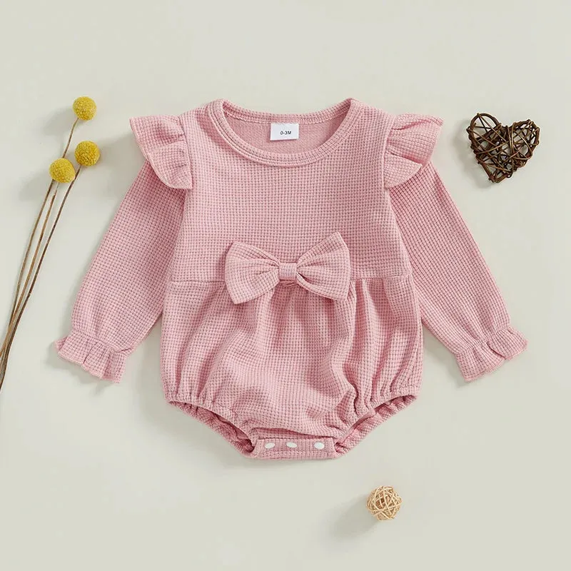ASTRID Bowtie Waffle Knit Romper