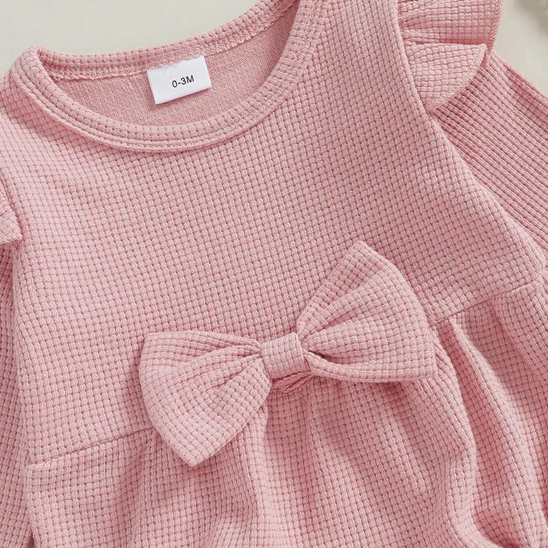 ASTRID Bowtie Waffle Knit Romper