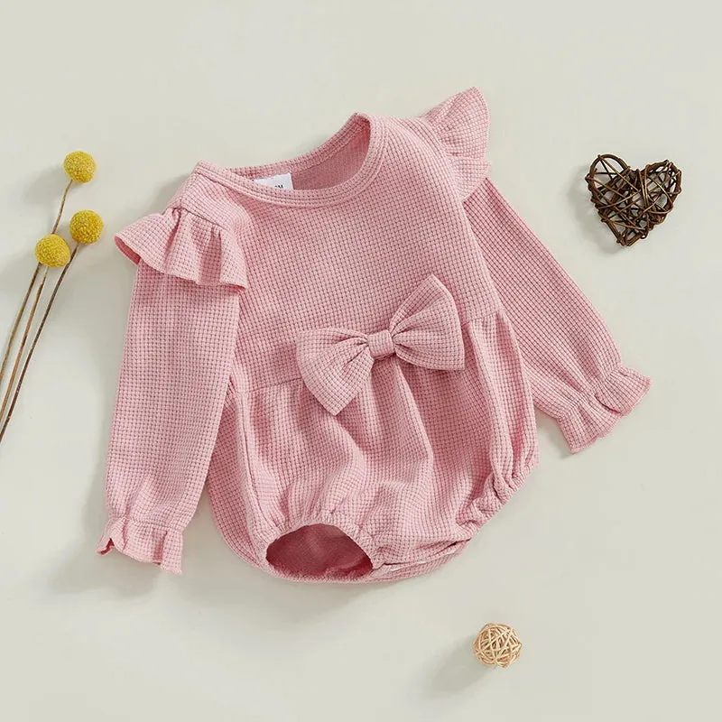 ASTRID Bowtie Waffle Knit Romper