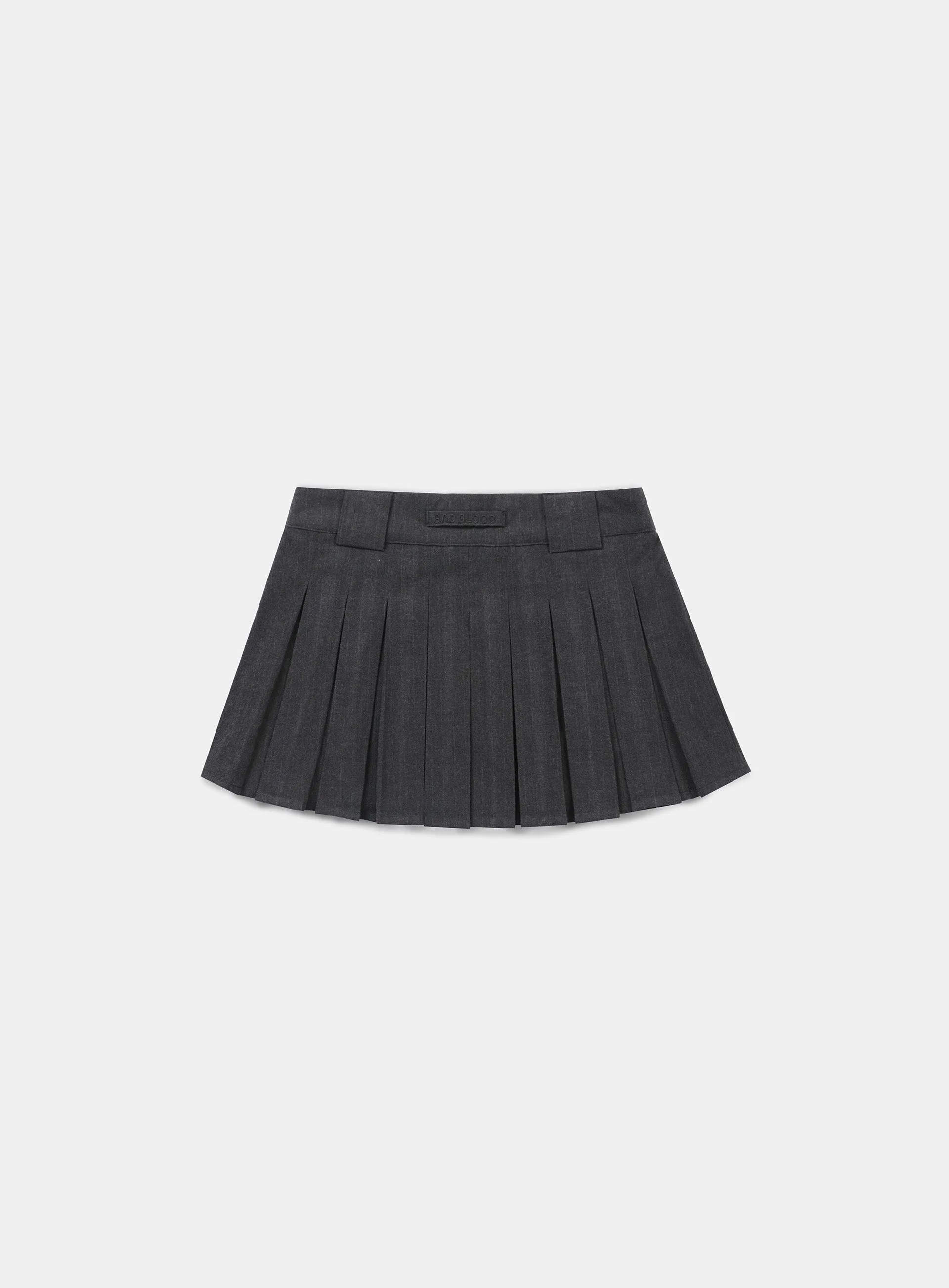 Badblood Wool Pleated Mini Skirt Charcoal/Striped