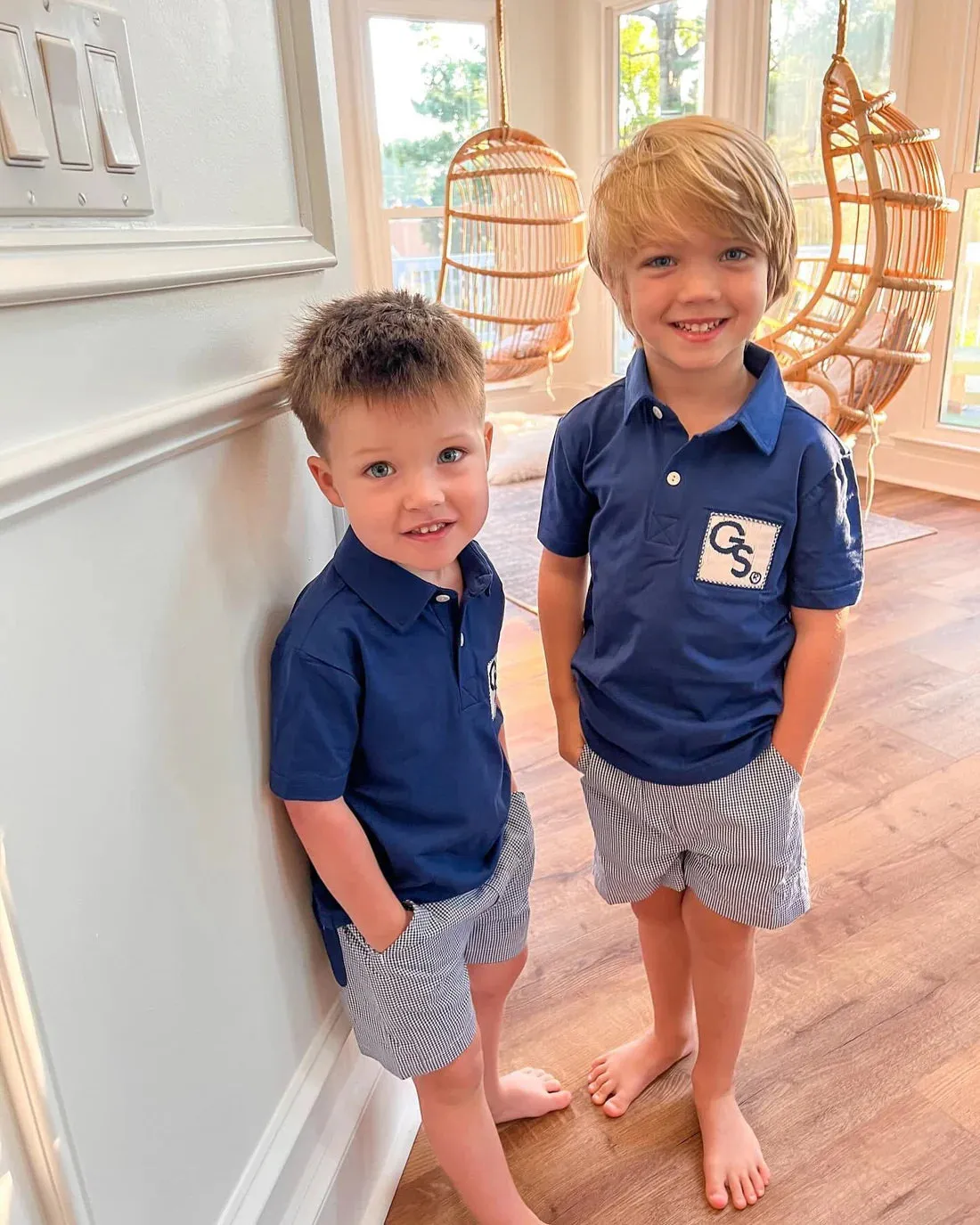 Because Kids - Boys Polo Gingham Short Set