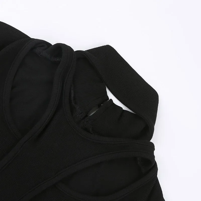 Black Cut-Out Leotard Bodysuit