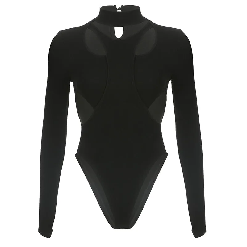 Black Cut-Out Leotard Bodysuit