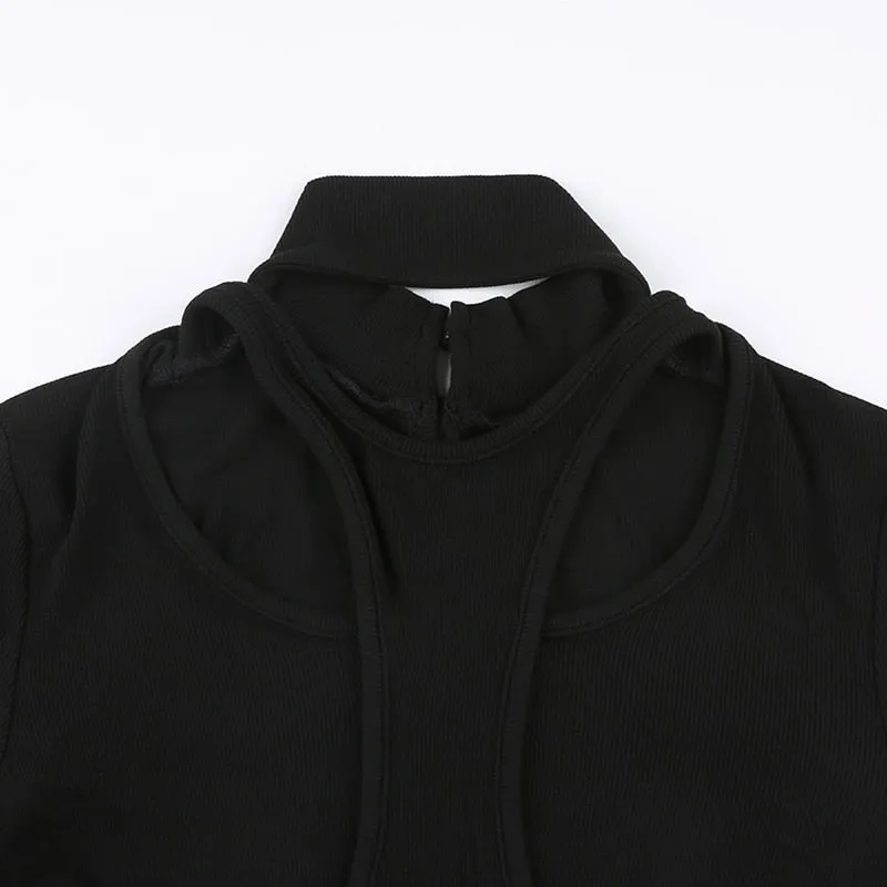 Black Cut-Out Leotard Bodysuit