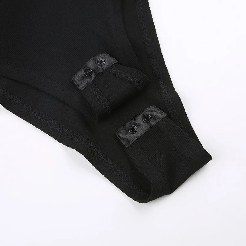 Black Cut-Out Leotard Bodysuit