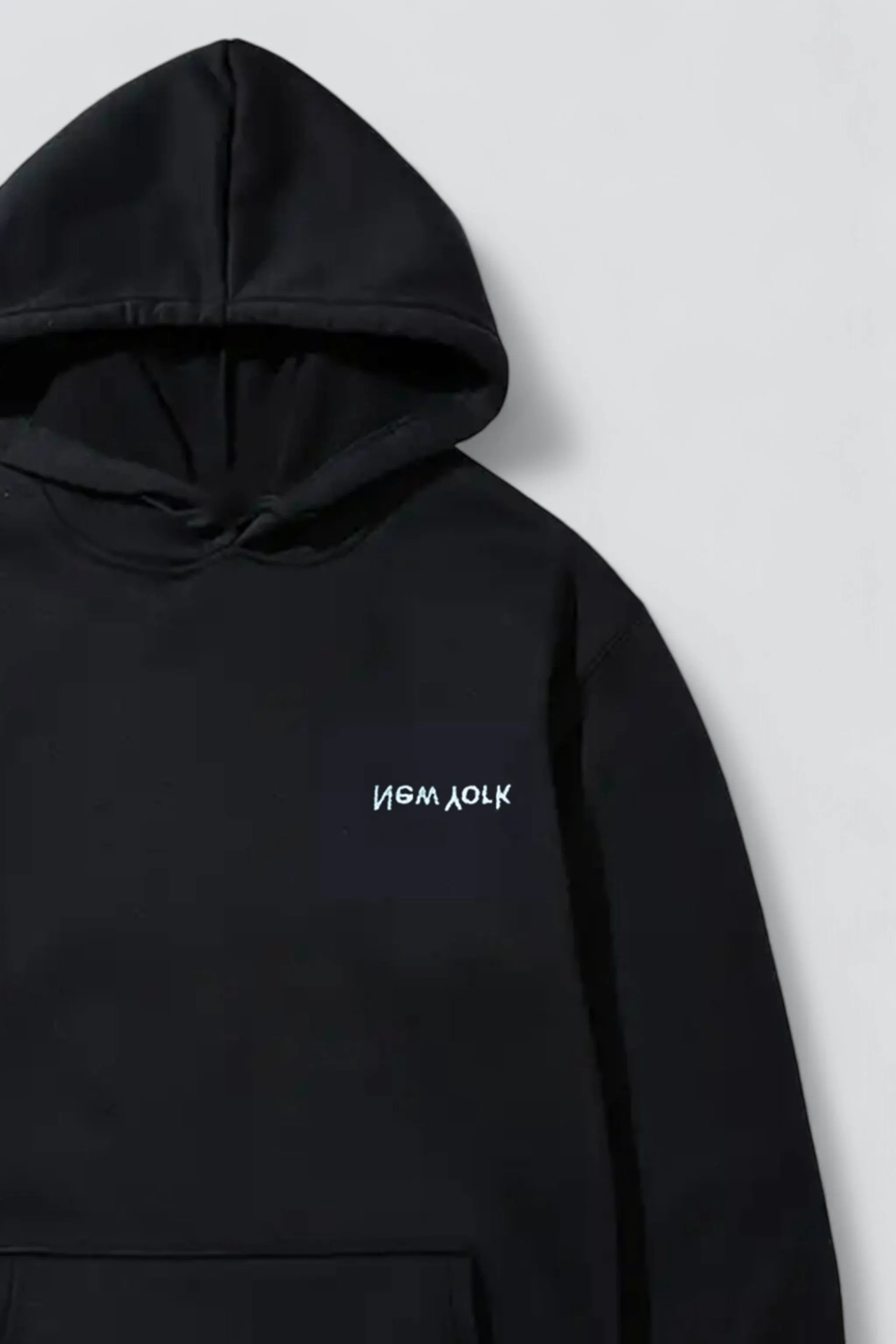 Black New York Embroidered Chest Logo Hoodie 2